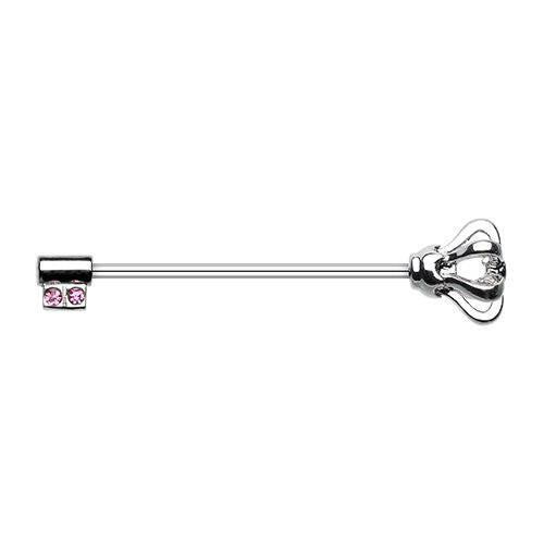 Royal Crown Key Industrial Barbell Industrial Barbell Impulse Piercings Pink