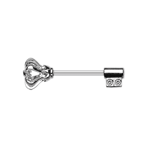 Royal Crown Key Nipple Barbell Ring Nipple Ring Impulse Piercings 14 GA (1.6mm) Clear