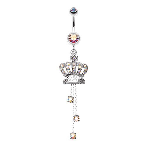 Royal Crown Sparkle Belly Button Ring Navel Ring Impulse Piercings Aurora Borealis