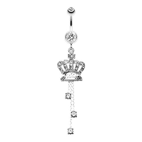 Royal Crown Sparkle Belly Button Ring Navel Ring Impulse Piercings Clear