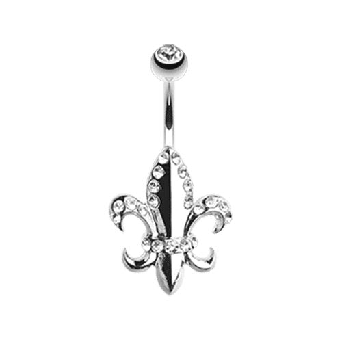 Royal Fleur De Lis Belly Button Ring Navel Ring Impulse Piercings 14 gauge (1.6mm) Clear