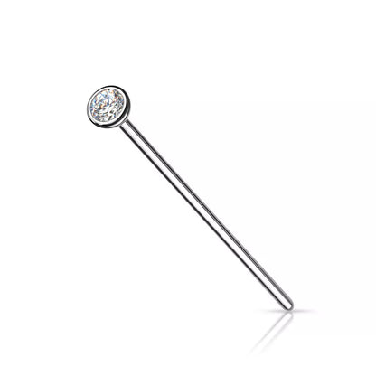 Implant Grade Titanium Bezel Set CZ Fishtail Nose Stud Nose Ring Skin Metals