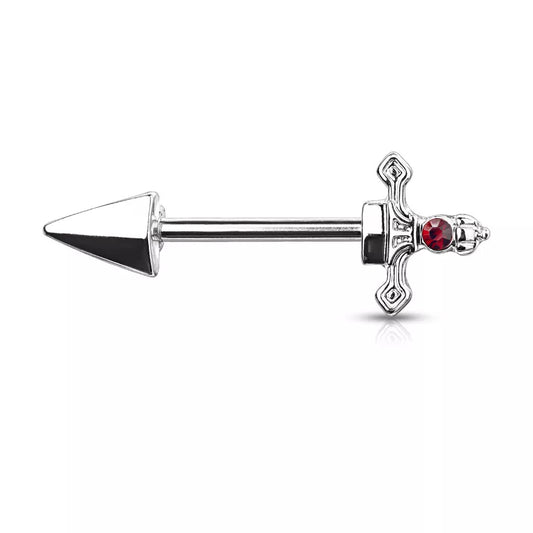 Red Gem Set Dagger 316L Surgical Steel Nipple Barbell Rings Nipple Barbell Skin Metals