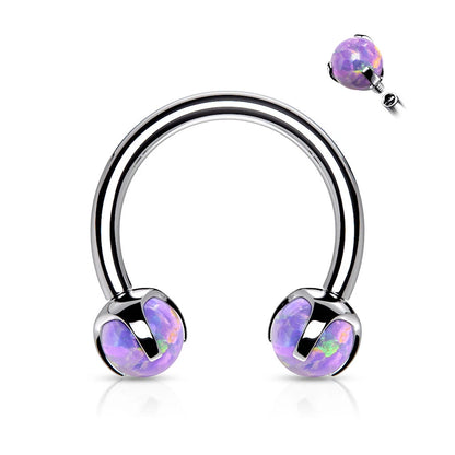 Claw Set Opals on Internally Threaded 316L Surgical Steel Horseshoes for Cartilage, Daith, Eyebrow, Septum and More Horseshoe Skin Metals