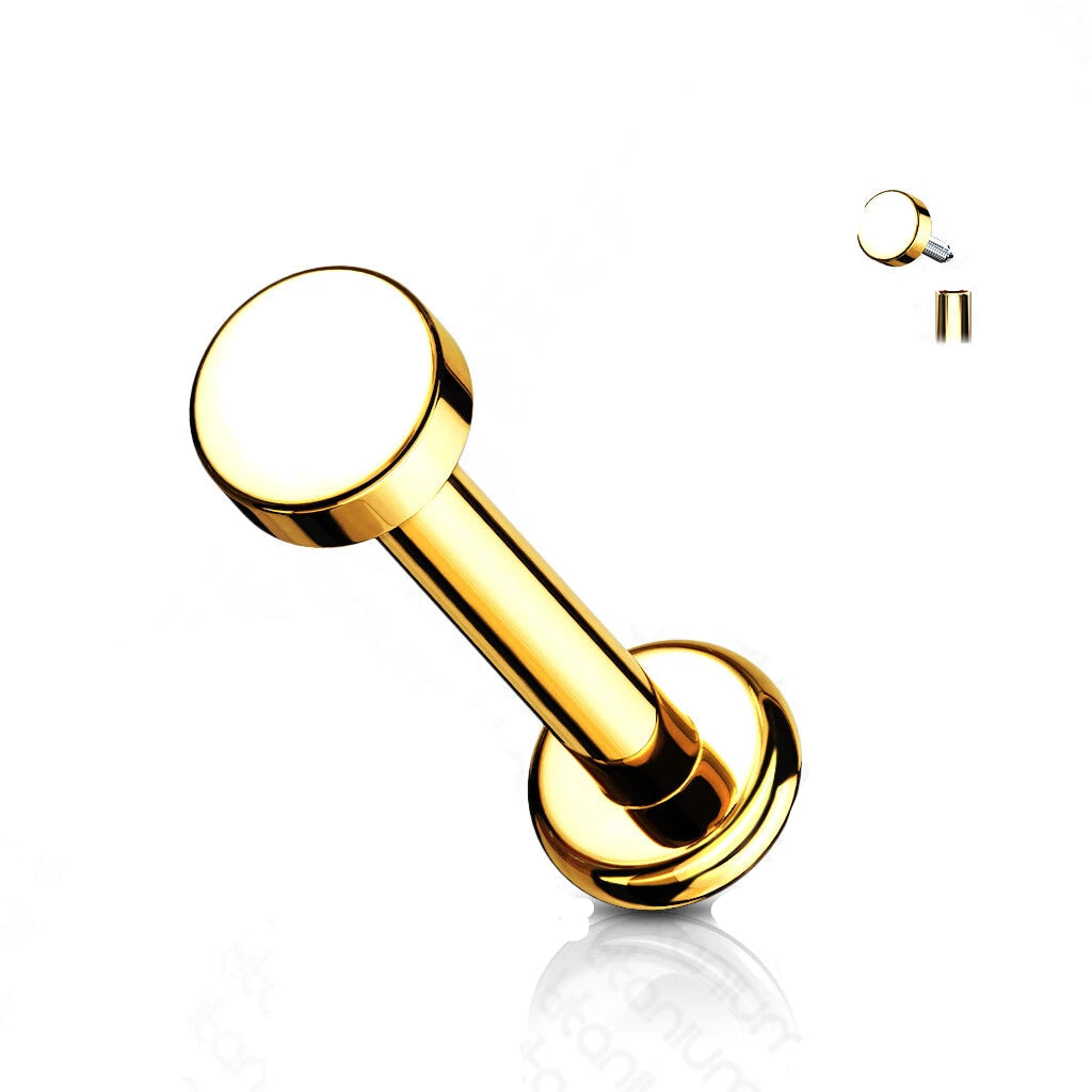 Implant Grade Titanium Internally Threaded Flat Round Top Labret Stud Labret Skin Metals