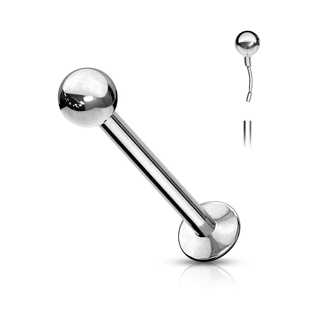 Push In Top Ball 316L Surgical Steel Threadless Labret, Monroe, Flat Back Stud With 3mm Convex Base Labret Impulse Piercings