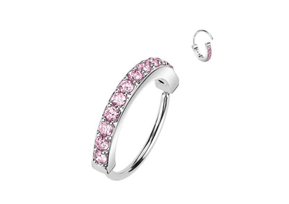 Single Lined Half Circle with Embedded CZ Bendable Hoop Hoop Earring Skin Metals