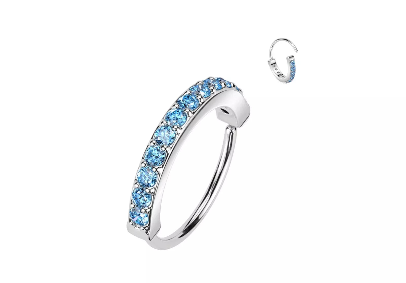 Single Lined Half Circle with Embedded CZ Bendable Hoop Hoop Earring Skin Metals