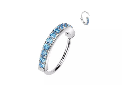 Single Lined Half Circle with Embedded CZ Bendable Hoop Hoop Earring Skin Metals