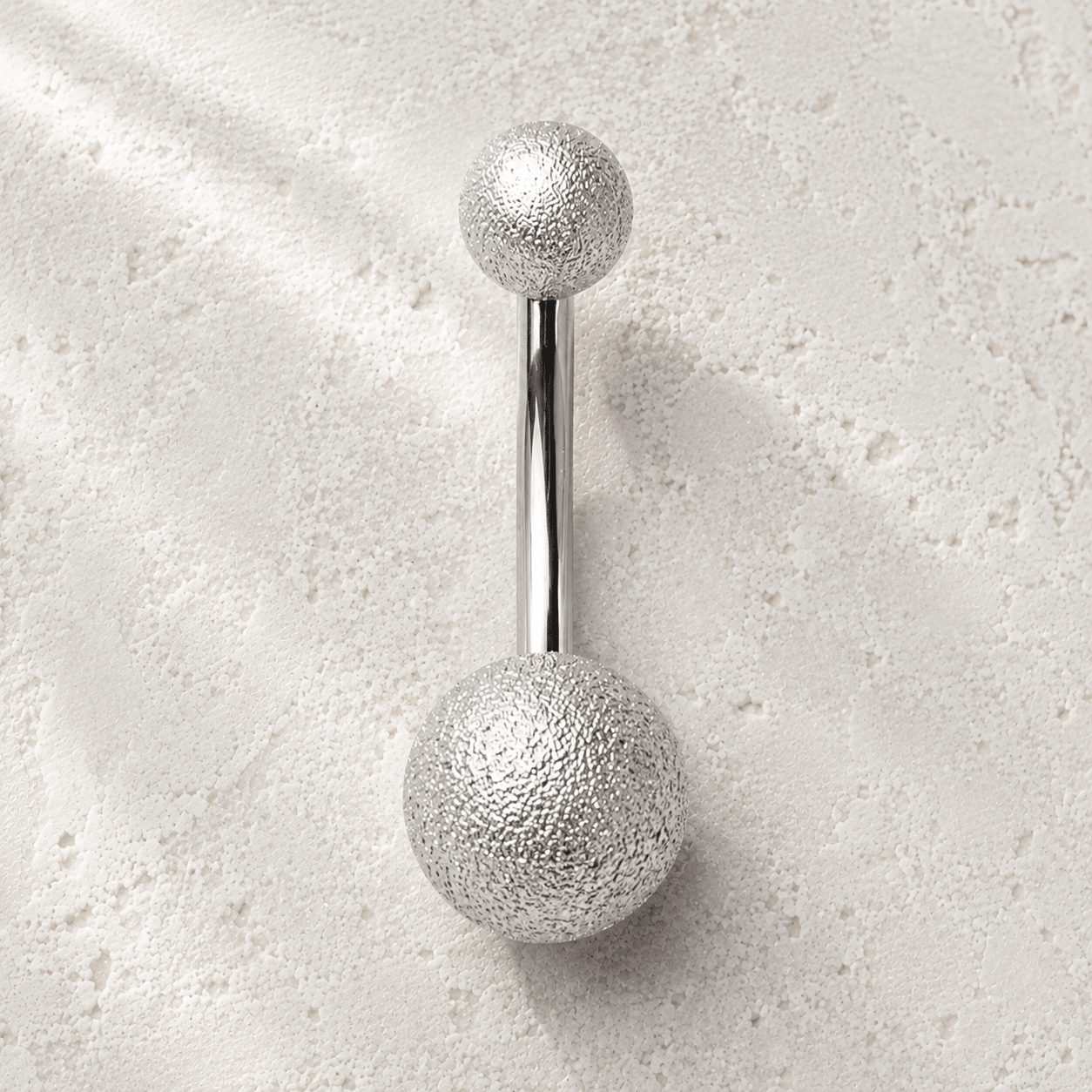 Sanded Surface Ball Navel Ring 14G Matte 316L