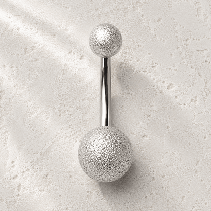 Sanded Surface Ball Navel Ring 14G Matte 316L