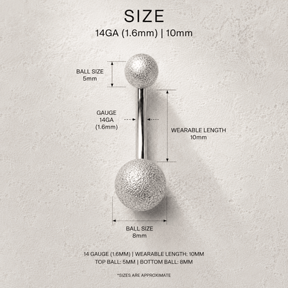 Sanded Surface Ball Navel Ring 14G Matte 316L