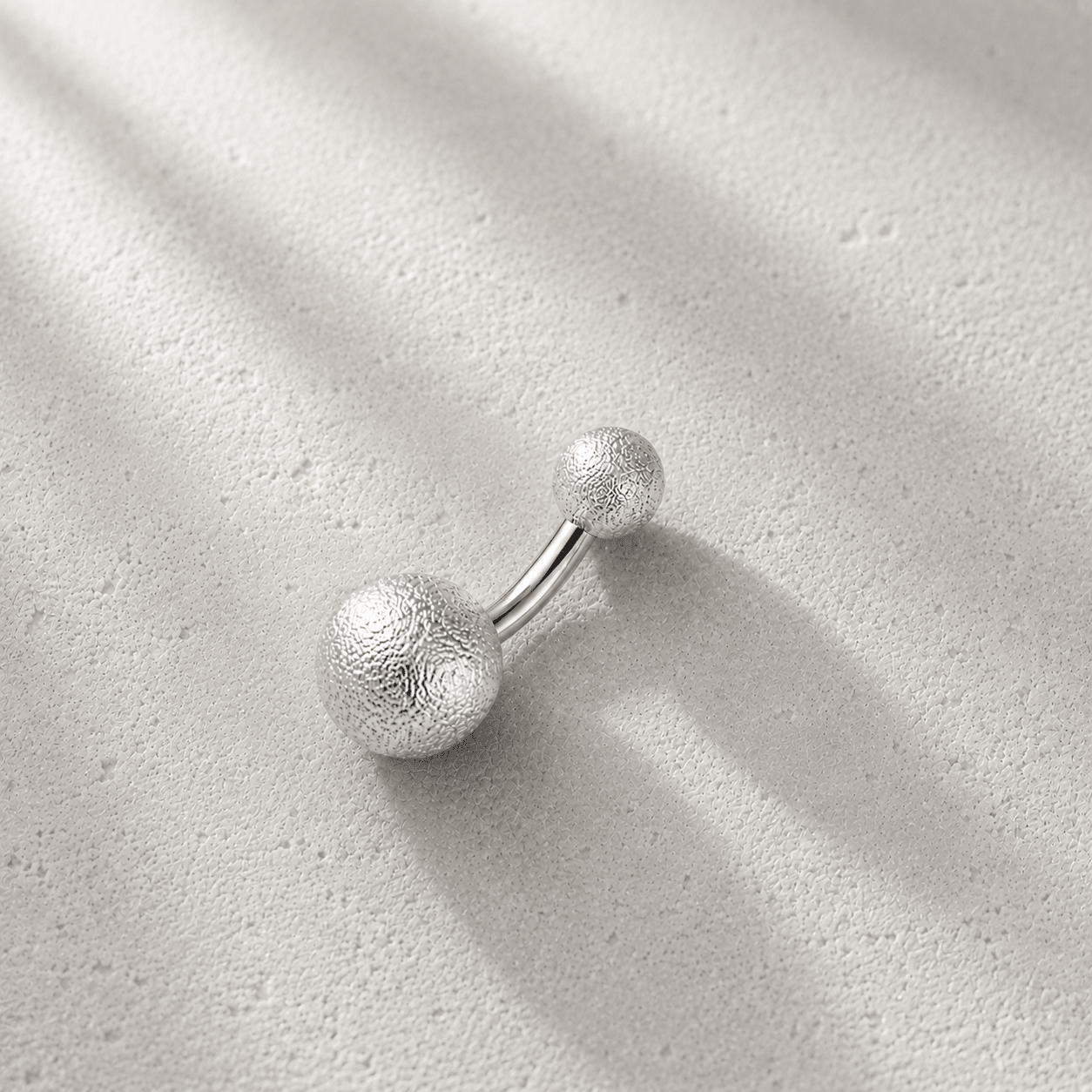 Sanded Surface Ball Navel Ring 14G Matte 316L
