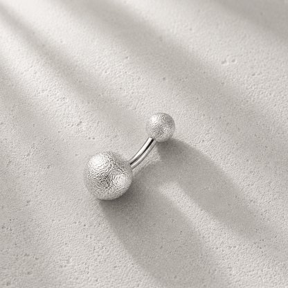 Sanded Surface Ball Navel Ring 14G Matte 316L