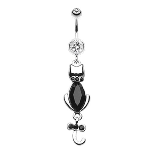 Sassy Kitty Belly Button Ring Navel Ring Impulse Piercings Black