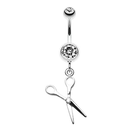 Scissor Sparkle Belly Button Ring Navel Ring Impulse Piercings Clear