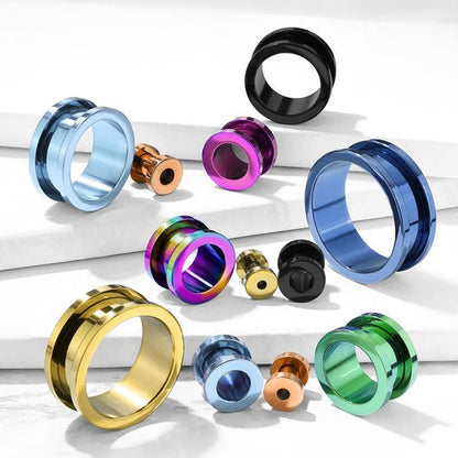 Screw Fit Flesh Tunnels PVD Surgical Stainless Steel Tunnels Impulse Piercings