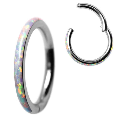 Seamless Opal-Studded Clicker Ring in 316L Stainless Steel Elegance Seamless Ring 