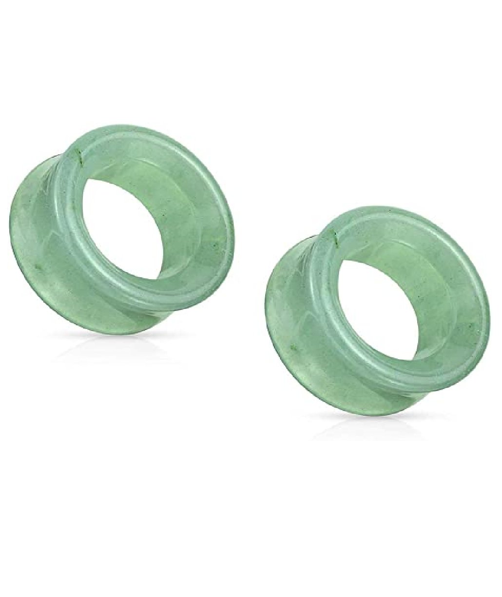 Semi Precious Green Aventurine Stone Double Flared Saddle Tunnel Plugs Impulse Piercings 2GA (6mm)