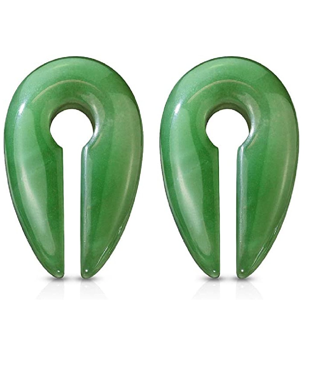 Semi Precious Stone Jade Green Keyhole Hanger Taper Plugs Impulse Piercings 0GA (8mm)