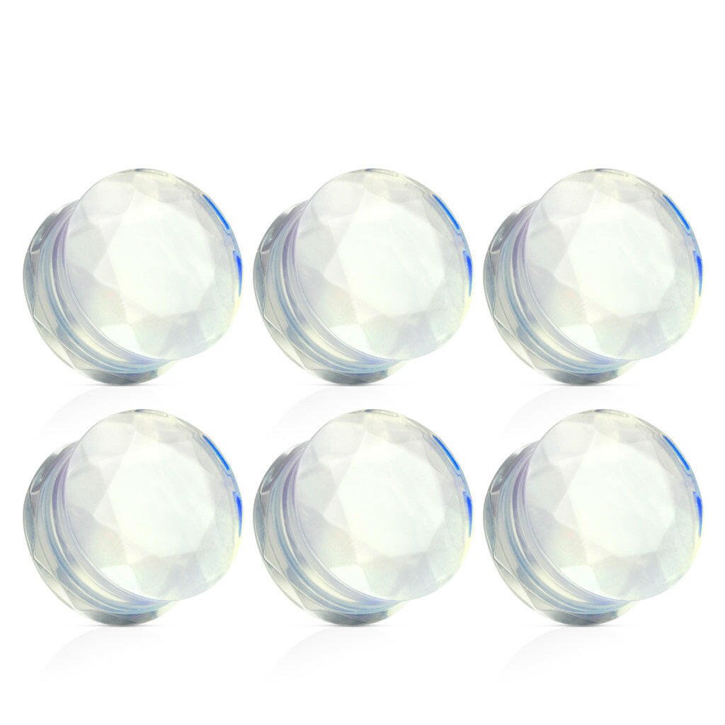 Semi Precious Stone Opalite Faceted Gem Cut Double Flared Plugs Plugs Impulse Piercings