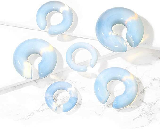 Semi Precious Stone Opalite Round Hanger Taper Plugs Impulse Piercings