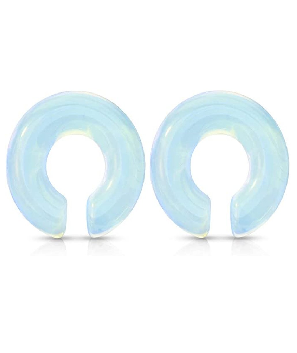 Semi Precious Stone Opalite Round Hanger Taper Plugs Impulse Piercings 2GA (6mm)