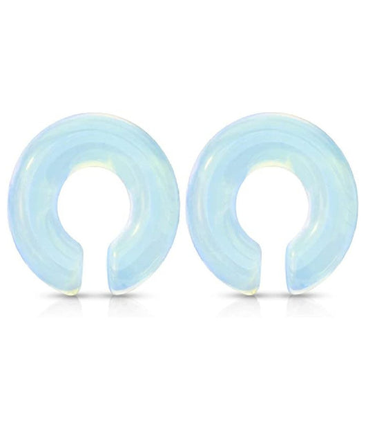 Semi Precious Stone Opalite Round Hanger Taper Plugs Impulse Piercings 2GA (6mm)