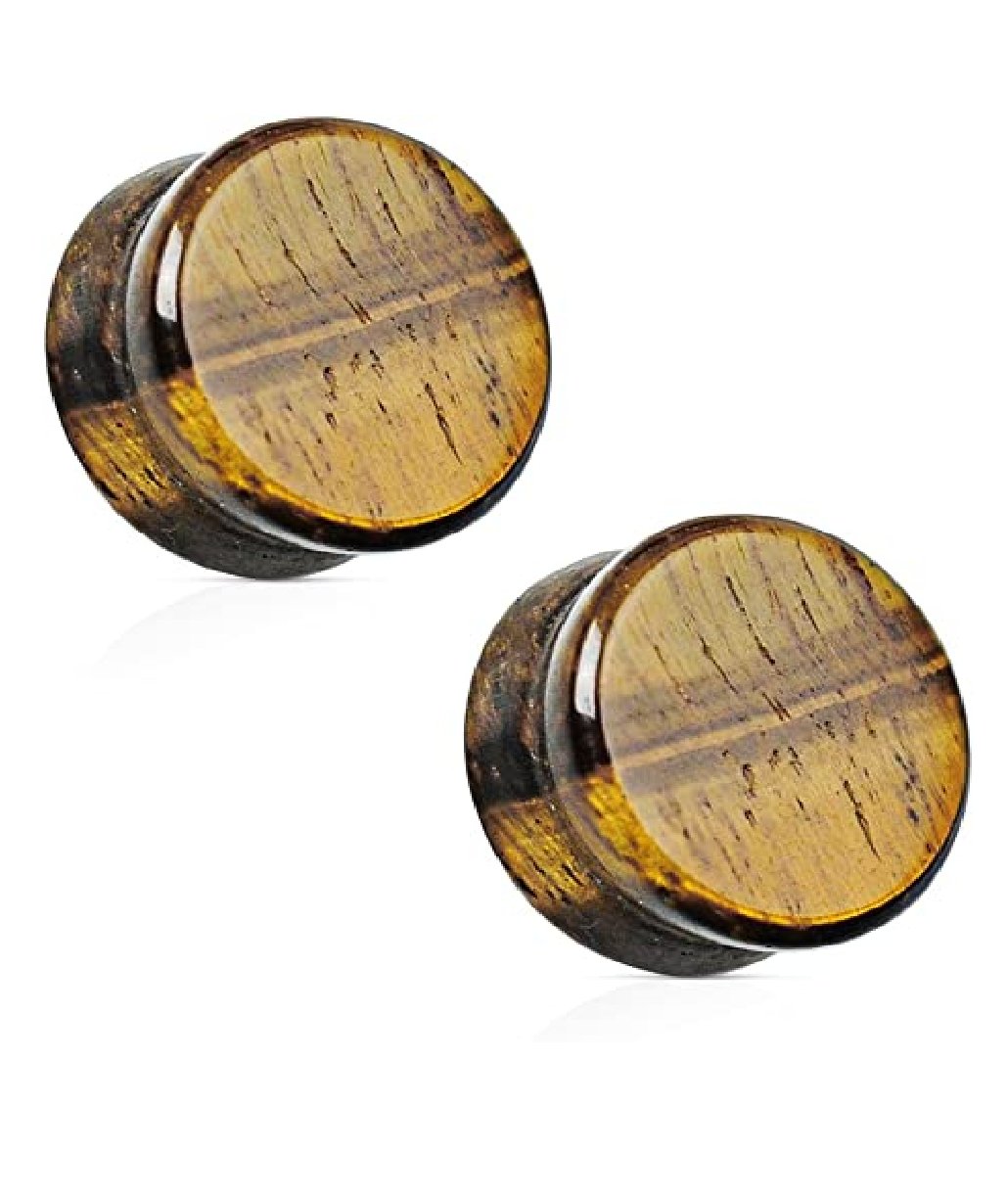 Semi Precious Stone Tiger's Eye Solid Saddle Fit Plugs Plugs Impulse Piercings 8GA (3mm)