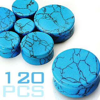 Semi Precious Stone Turquoise Solid Saddle Fit Plugs Plugs Impulse Piercings