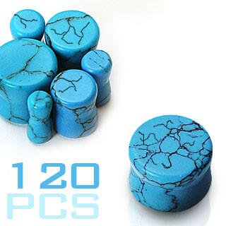 Semi Precious Stone Turquoise Solid Saddle Fit Plugs Plugs Impulse Piercings