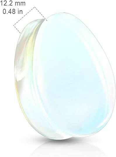 Semi Precious Tear Drop Opalite Stone Double Flared Saddle Plugs Plugs Impulse Piercings