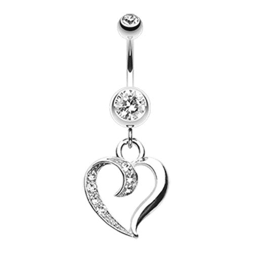 Sensual Heart Multi-Gem Belly Button Ring Navel Ring Impulse Piercings Clear