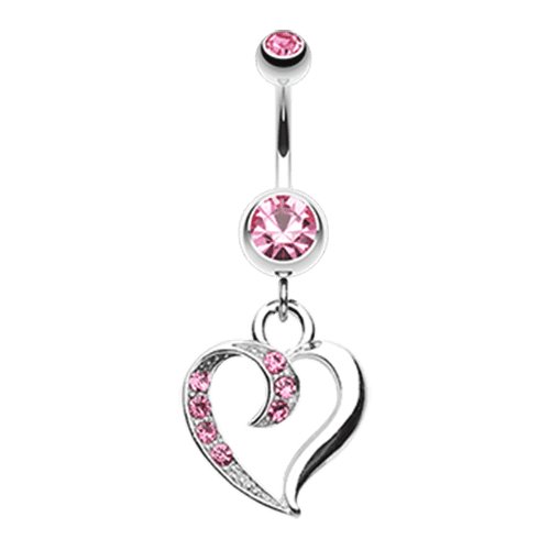 Sensual Heart Multi-Gem Belly Button Ring Navel Ring Impulse Piercings Light Pink