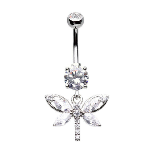 Shimmering Butterfly Sparkle Cubic Zirconia Belly Button Ring Navel Ring Impulse Piercings Default Title