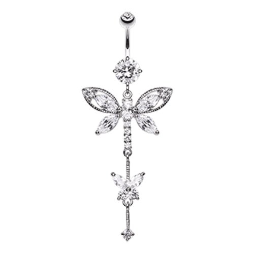 Shimmering Butterfly Sparkle Cubic Zirconia Belly Button Ring Navel Ring Impulse Piercings Clear