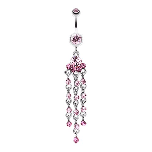 Shimmering Chandelier Belly Button Ring Navel Ring Impulse Piercings Light Pink