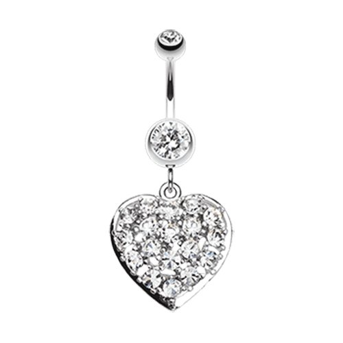 Shimmering Heart Belly Button Ring Navel Ring Impulse Piercings Clear