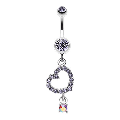 Shimmering Heart Gem Dangle Belly Button Ring Navel Ring Impulse Piercings Tanzanite