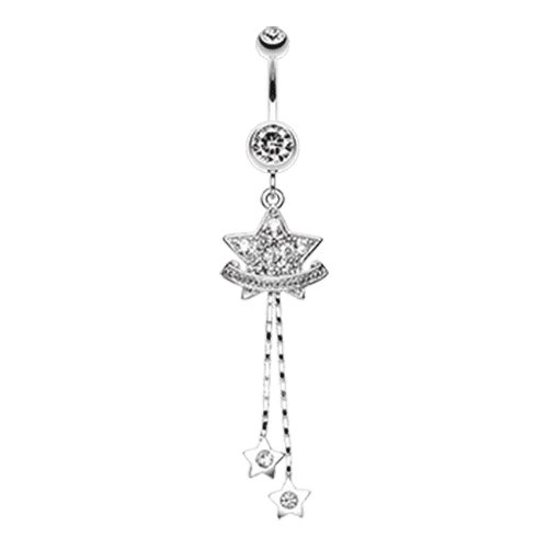 Shimmering Star Banner Belly Button Ring Navel Ring Impulse Piercings Clear