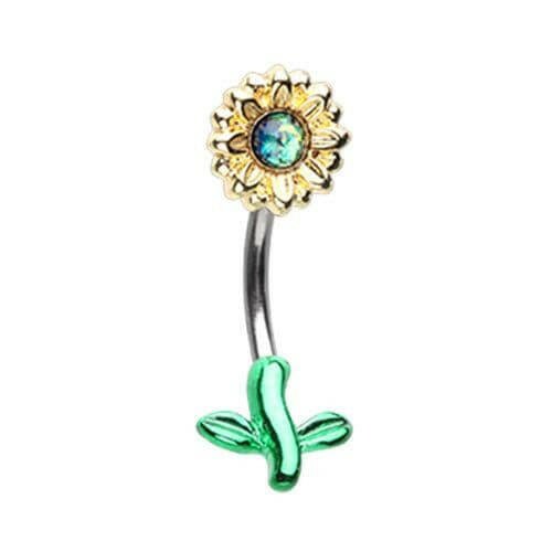 Shining Bright Sunflower Belly Button Ring Navel Ring Impulse Piercings Black