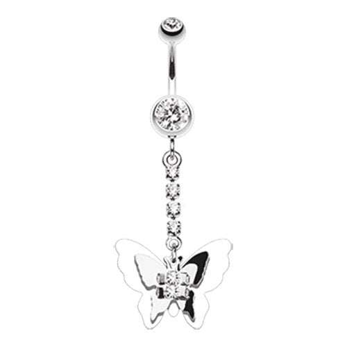 Shining Butterfly Belly Button Ring Navel Ring Impulse Piercings Clear