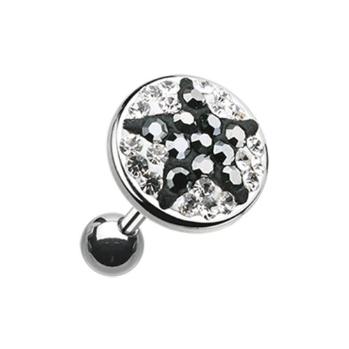 Shining Star Multi-Gem Cartilage Tragus Earring Cartilage Earring Impulse Piercings Clear/Hematite