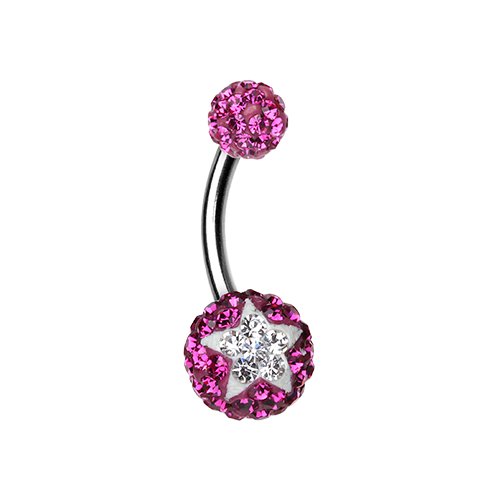 Shining Star Multi-Sprinkle Dot Belly Button Ring Navel Ring Impulse Piercings Fuchsia/Clear