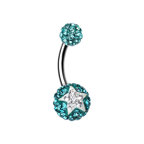 Shining Star Multi-Sprinkle Dot Belly Button Ring Navel Ring Impulse Piercings Teal/Clear