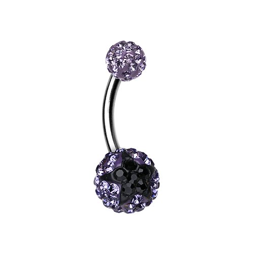 Shining Star Multi-Sprinkle Dot Belly Button Ring Navel Ring Impulse Piercings Tanzanite/Black