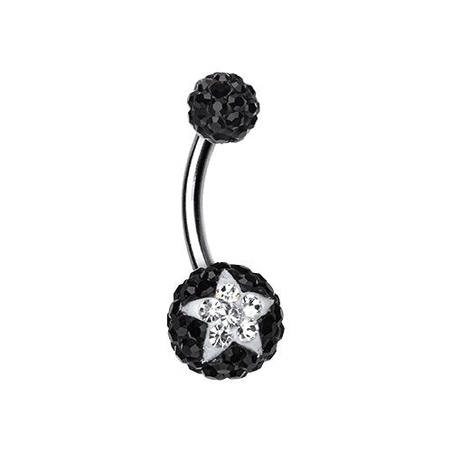 Shining Star Multi-Sprinkle Dot Belly Button Ring Navel Ring Impulse Piercings Black/Clear