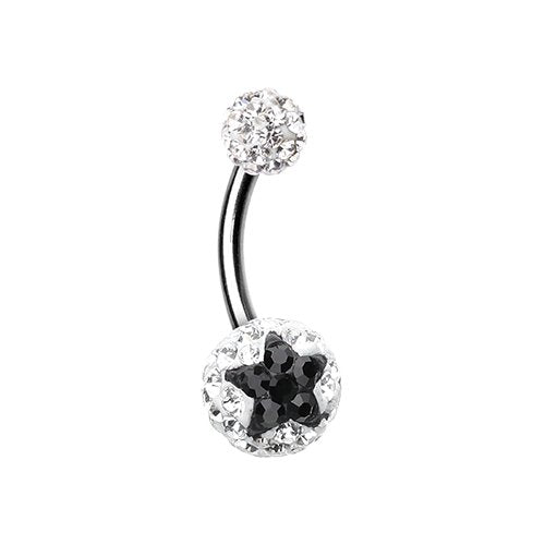 Shining Star Multi-Sprinkle Dot Belly Button Ring Navel Ring Impulse Piercings Clear/Black