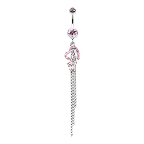 Shooting Stars Heart Belly Button Ring Navel Ring Impulse Piercings Light Pink