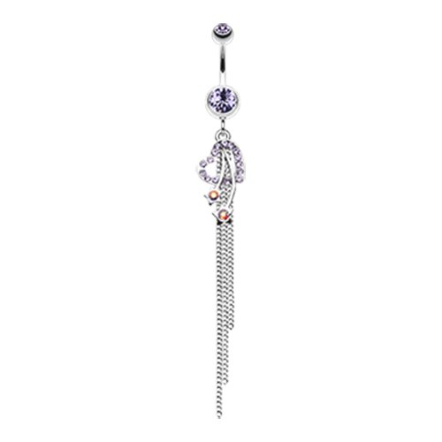 Shooting Stars Heart Belly Button Ring Navel Ring Impulse Piercings Tanzanite